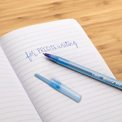 BIC Round Stic Xtra Precision Ballpoint Pens, Fine Point, 0.8mm, Blue Ink, Dozen (20130/GSF11BL)
