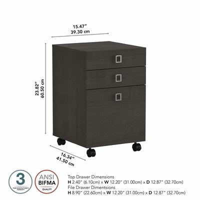 Bush Business Furniture Echo 3 Drawer Mobile File Cabinet, Charcoal Maple (KI60301-03)