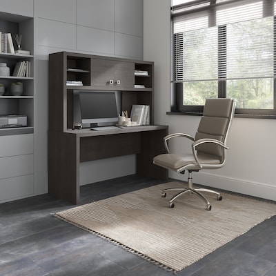 Bush Business Furniture Echo 60W Credenza Desk with Hutch, Charcoal Maple (ECH030CM)