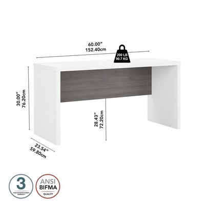 Bush Business Furniture Echo 60"W Credenza Desk, Pure White/Modern Gray (KI60506-03)