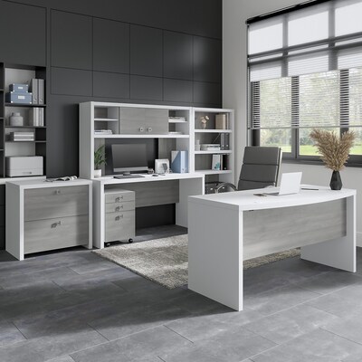 Bush Business Furniture Echo 60"W Credenza Desk, Pure White/Modern Gray (KI60506-03)