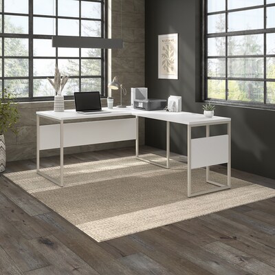 Bush Business Furniture Hybrid 60W L Shaped Table Desk with Metal Legs, White (HYB027WH)