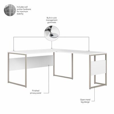 Bush Business Furniture Hybrid 60"W L Shaped Table Desk with Metal Legs, White (HYB027WH)