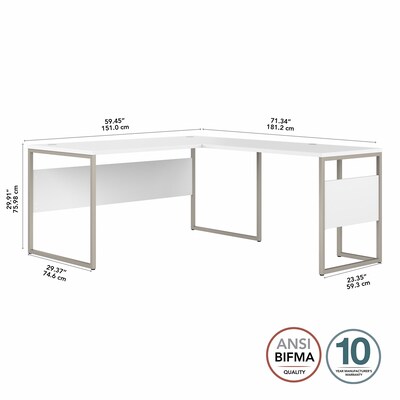 Bush Business Furniture Hybrid 60"W L Shaped Table Desk with Metal Legs, White (HYB027WH)