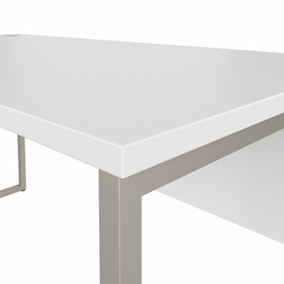 Bush Business Furniture Hybrid 60"W L Shaped Table Desk with Metal Legs, White (HYB027WH)