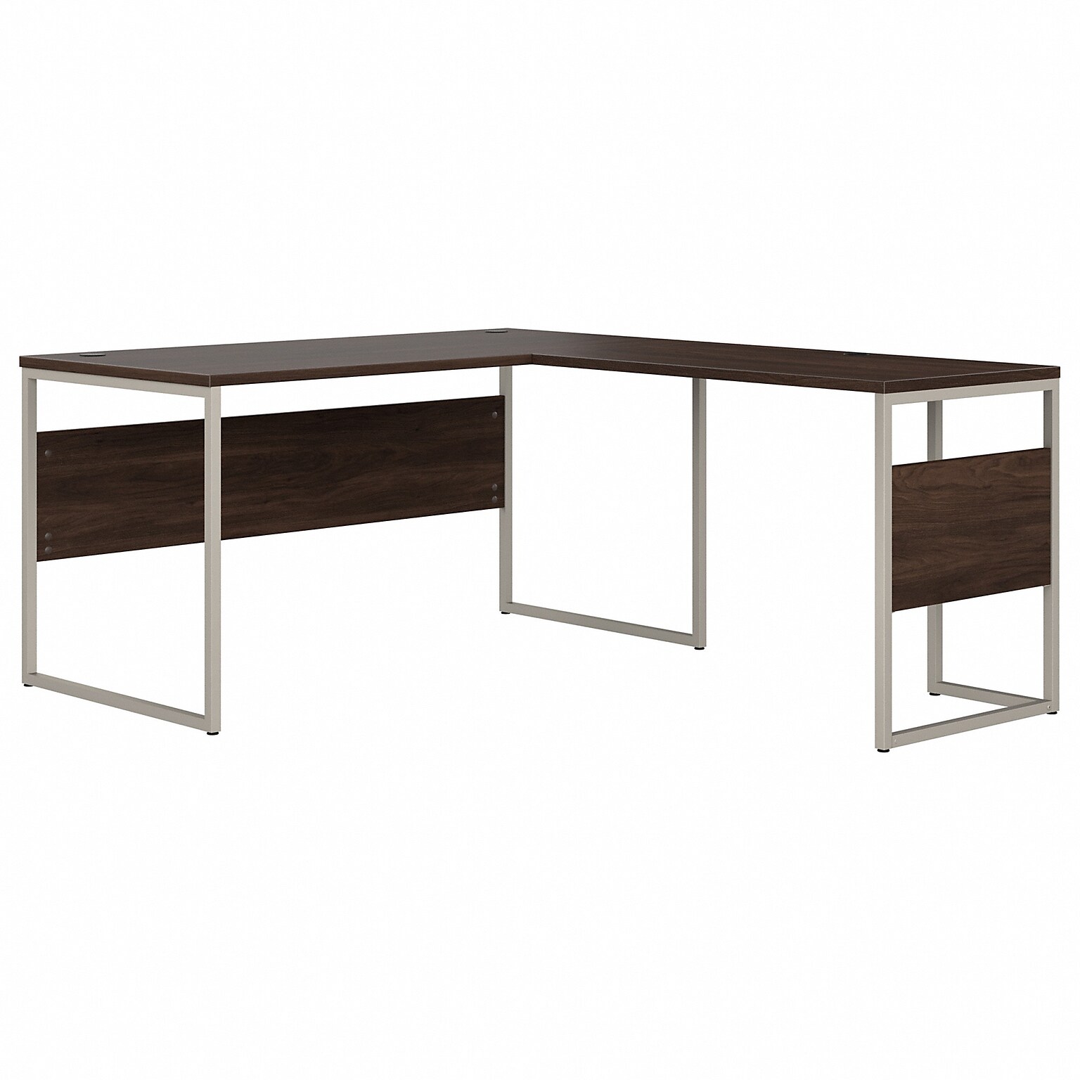 Bush Business Furniture Hybrid 60W L Shaped Table Desk with Metal Legs, Black Walnut (HYB027BW)