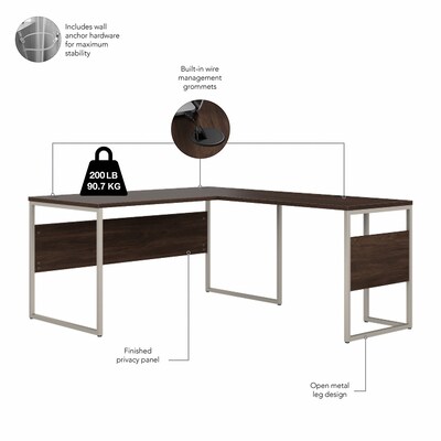 Bush Business Furniture Hybrid 60"W L Shaped Table Desk with Metal Legs, Black Walnut (HYB027BW)