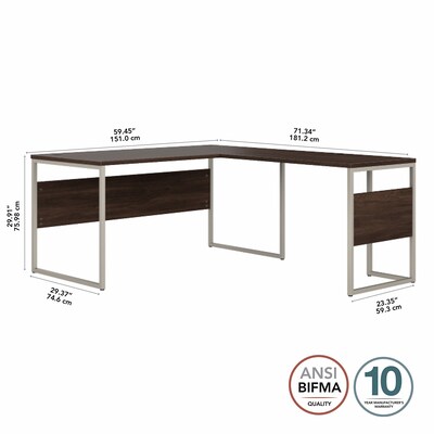 Bush Business Furniture Hybrid 60"W L Shaped Table Desk with Metal Legs, Black Walnut (HYB027BW)