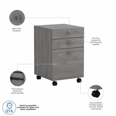Bush Business Furniture Echo 3 Drawer Mobile File Cabinet, Modern Gray (KI60401-03)