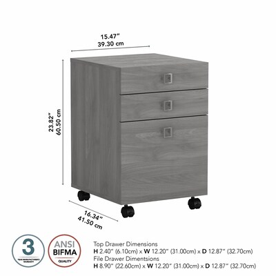 Bush Business Furniture Echo 3 Drawer Mobile File Cabinet, Modern Gray (KI60401-03)
