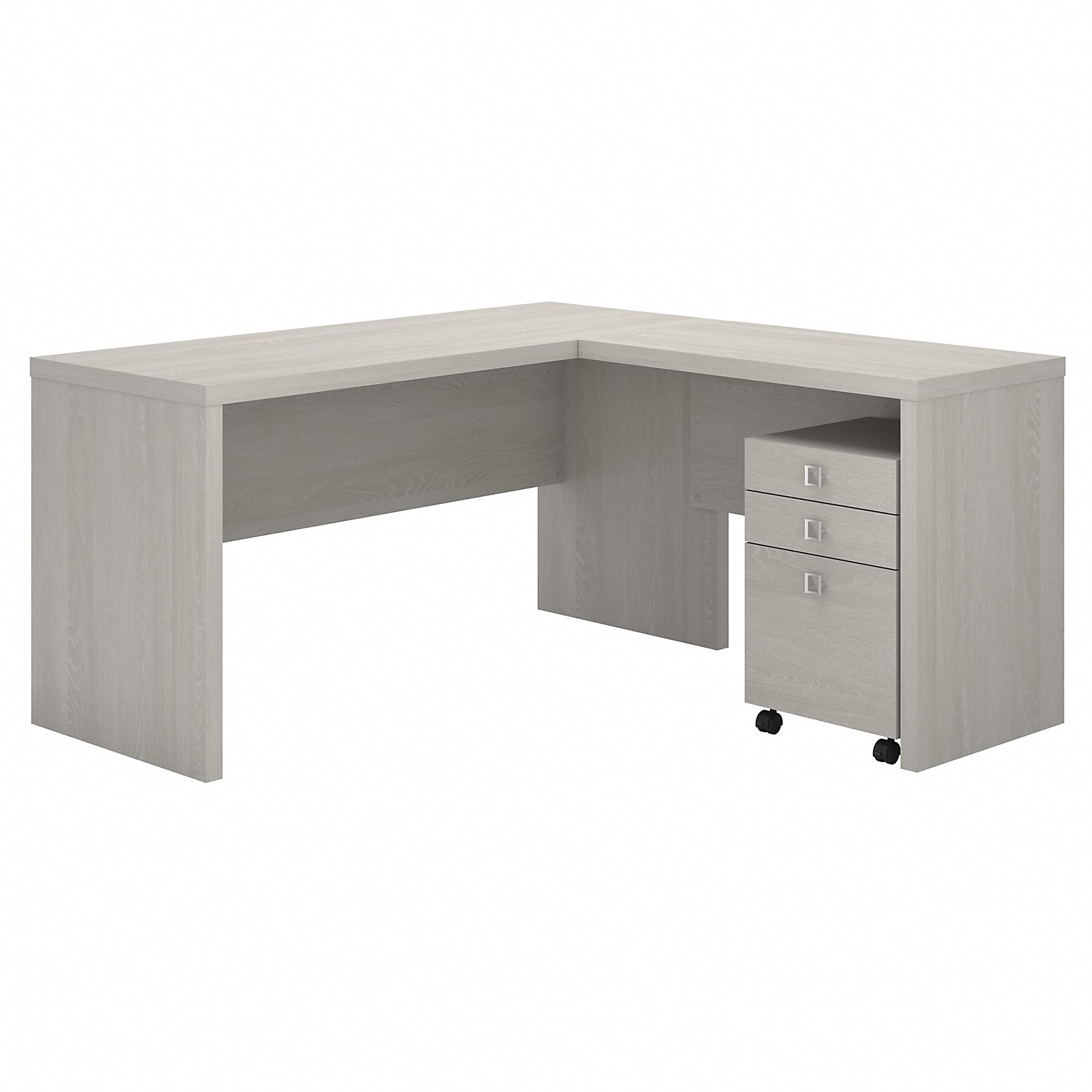 Bush Business Furniture Echo 60W L Shaped Desk with Mobile File Cabinet, Gray Sand (ECH008GS)