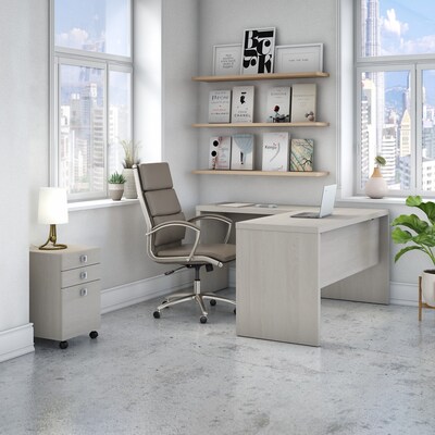 Bush Business Furniture Echo 60"W L Shaped Desk with Mobile File Cabinet, Gray Sand (ECH008GS)
