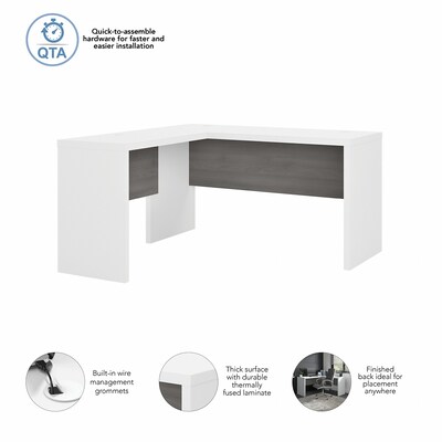 Bush Business Furniture Echo 60"W L Shaped Desk, Pure White/Modern Gray (ECH026WHMG)