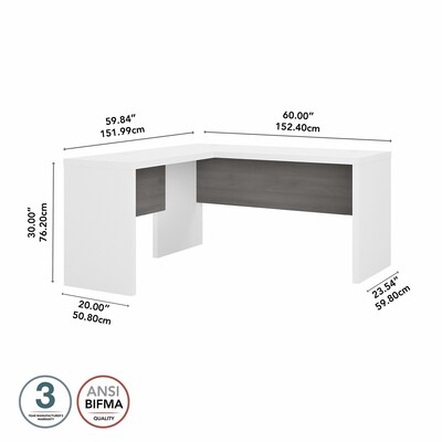 Bush Business Furniture Echo 60"W L Shaped Desk, Pure White/Modern Gray (ECH026WHMG)