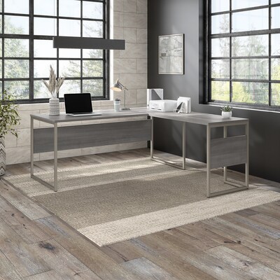 Bush Business Furniture Hybrid 72W L Shaped Table Desk with Metal Legs, Platinum Gray (HYB026PG)