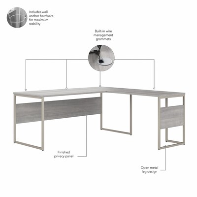 Bush Business Furniture Hybrid 72"W L Shaped Table Desk with Metal Legs, Platinum Gray (HYB026PG)
