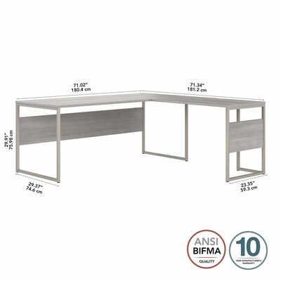 Bush Business Furniture Hybrid 72"W L Shaped Table Desk with Metal Legs, Platinum Gray (HYB026PG)