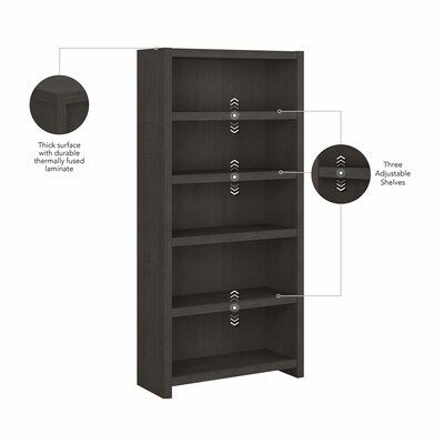 Bush Business Furniture Echo 5 Shelf Bookcase, Charcoal Maple (KI60304-03)