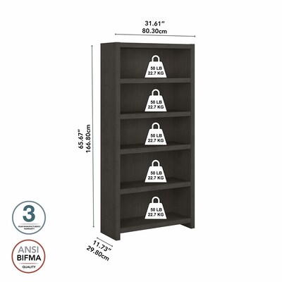 Bush Business Furniture Echo 5 Shelf Bookcase, Charcoal Maple (KI60304-03)