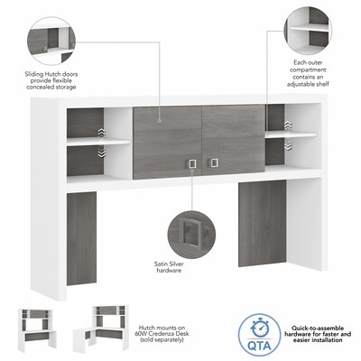 Bush Business Furniture Echo 60W Hutch, Pure White/Modern Gray (KI60503-03)