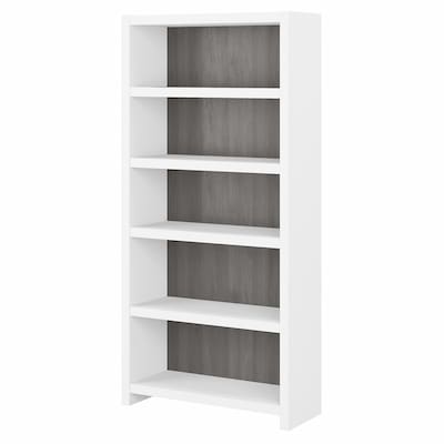 Bush Business Furniture Echo 5 Shelf Bookcase, Pure White/Modern Gray (KI60504-03)