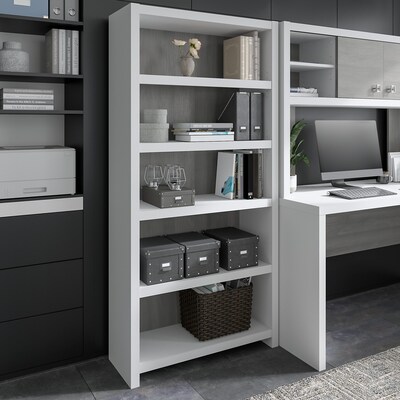 Bush Business Furniture Echo 5 Shelf Bookcase, Pure White/Modern Gray (KI60504-03)