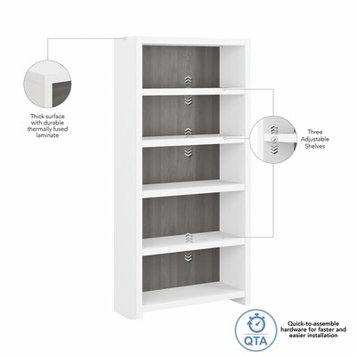 Bush Business Furniture Echo 5 Shelf Bookcase, Pure White/Modern Gray (KI60504-03)