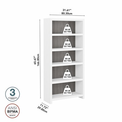 Bush Business Furniture Echo 5 Shelf Bookcase, Pure White/Modern Gray (KI60504-03)