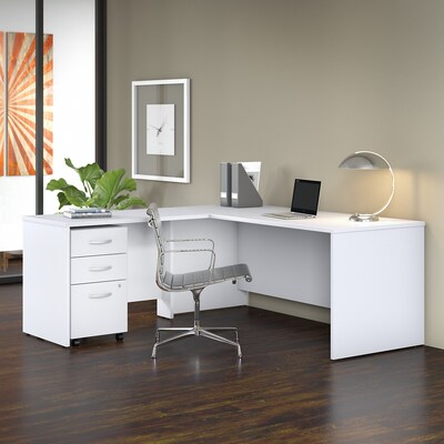 Bush Business Furniture Studio C 72"W L Shaped Desk with Return, White (STC049WH)