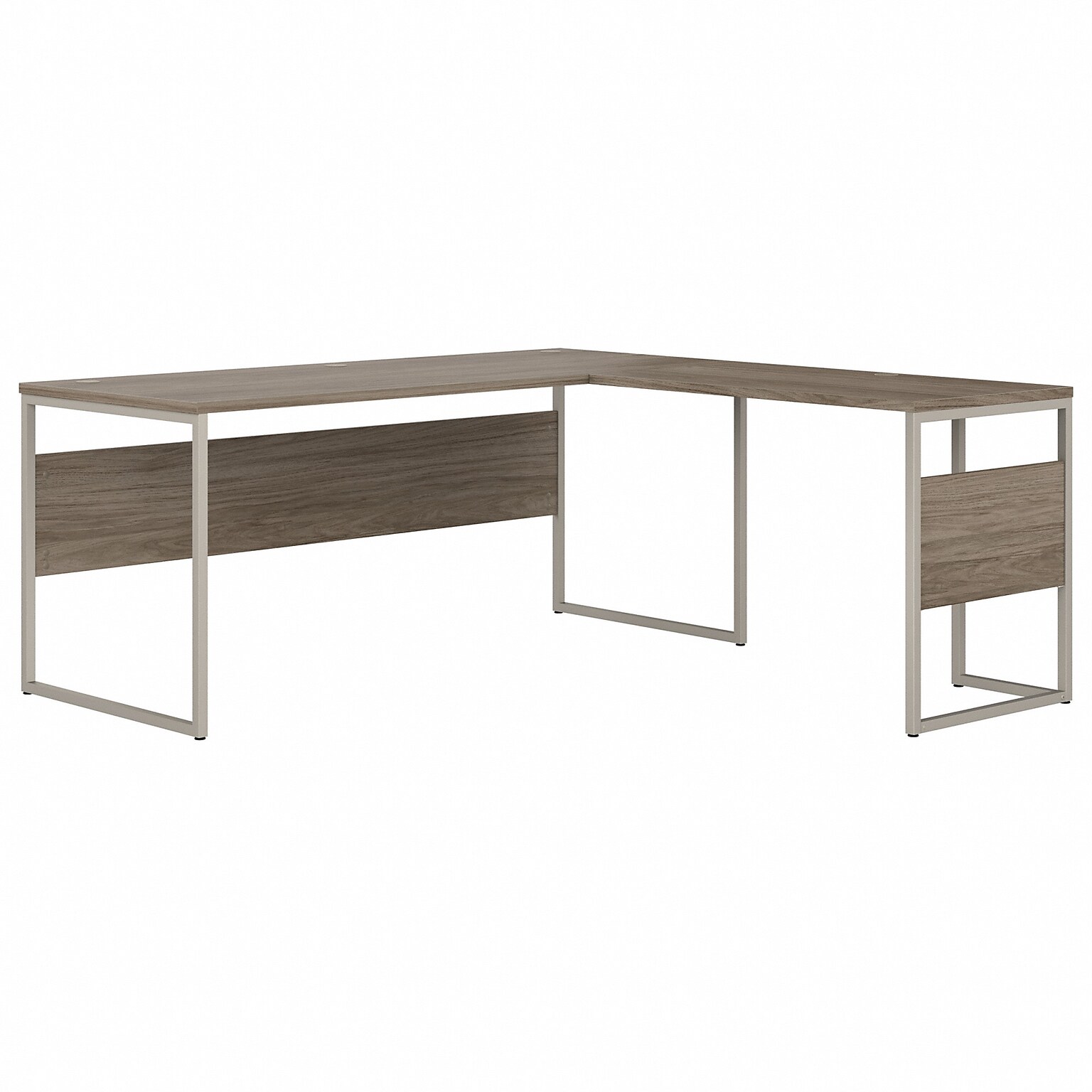 Bush Business Furniture Hybrid 72W L Shaped Table Desk with Metal Legs, Modern Hickory (HYB026MH)