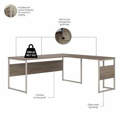 Bush Business Furniture Hybrid 72"W L Shaped Table Desk with Metal Legs, Modern Hickory (HYB026MH)