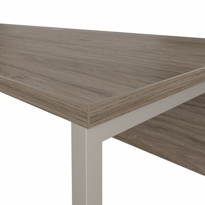 Bush Business Furniture Hybrid 72"W L Shaped Table Desk with Metal Legs, Modern Hickory (HYB026MH)