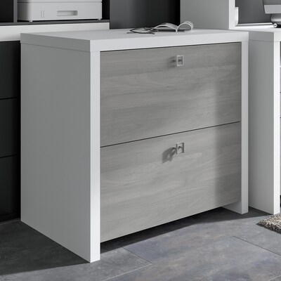 Bush Business Furniture Echo 2 Drawer Lateral File Cabinet, Pure White/Modern Gray (KI60502-03)