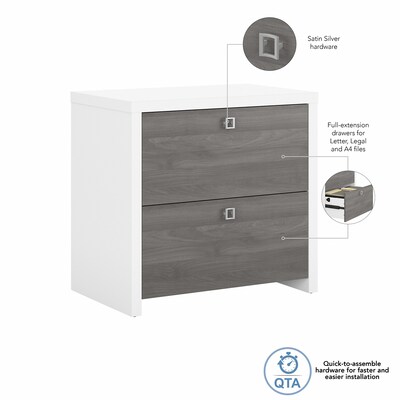 Bush Business Furniture Echo 2 Drawer Lateral File Cabinet, Pure White/Modern Gray (KI60502-03)