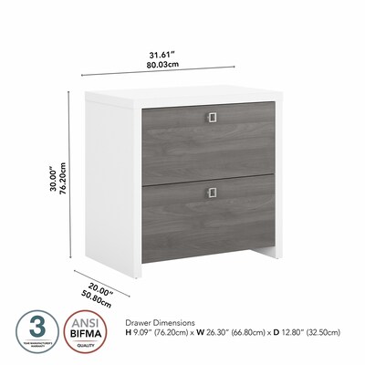 Bush Business Furniture Echo 2 Drawer Lateral File Cabinet, Pure White/Modern Gray (KI60502-03)