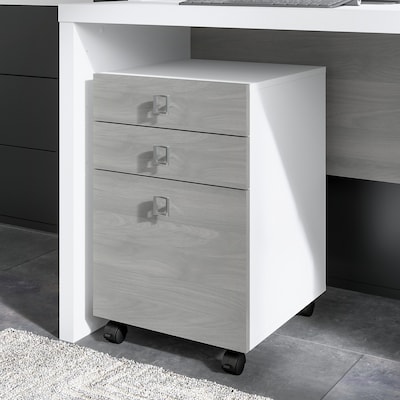 Bush Business Furniture Echo 3 Drawer Mobile File Cabinet, Pure White/Modern Gray (KI60501-03)