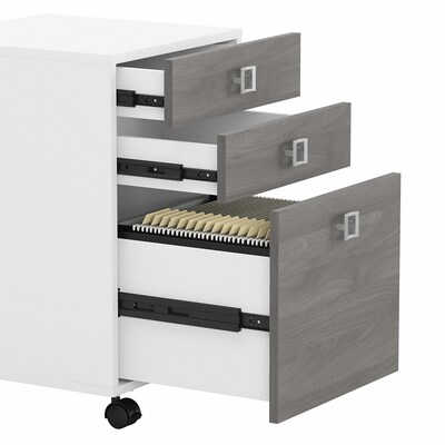 Bush Business Furniture Echo 3 Drawer Mobile File Cabinet, Pure White/Modern Gray (KI60501-03)