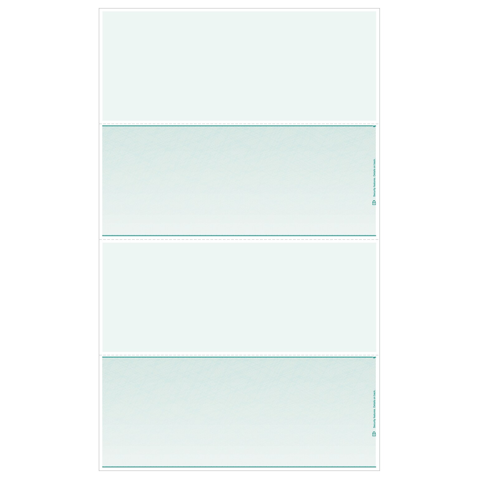 Blank Laser 2 - Up Check, 1 Part, 8 1/2 x 14, Green, 1000 Checks/Pack