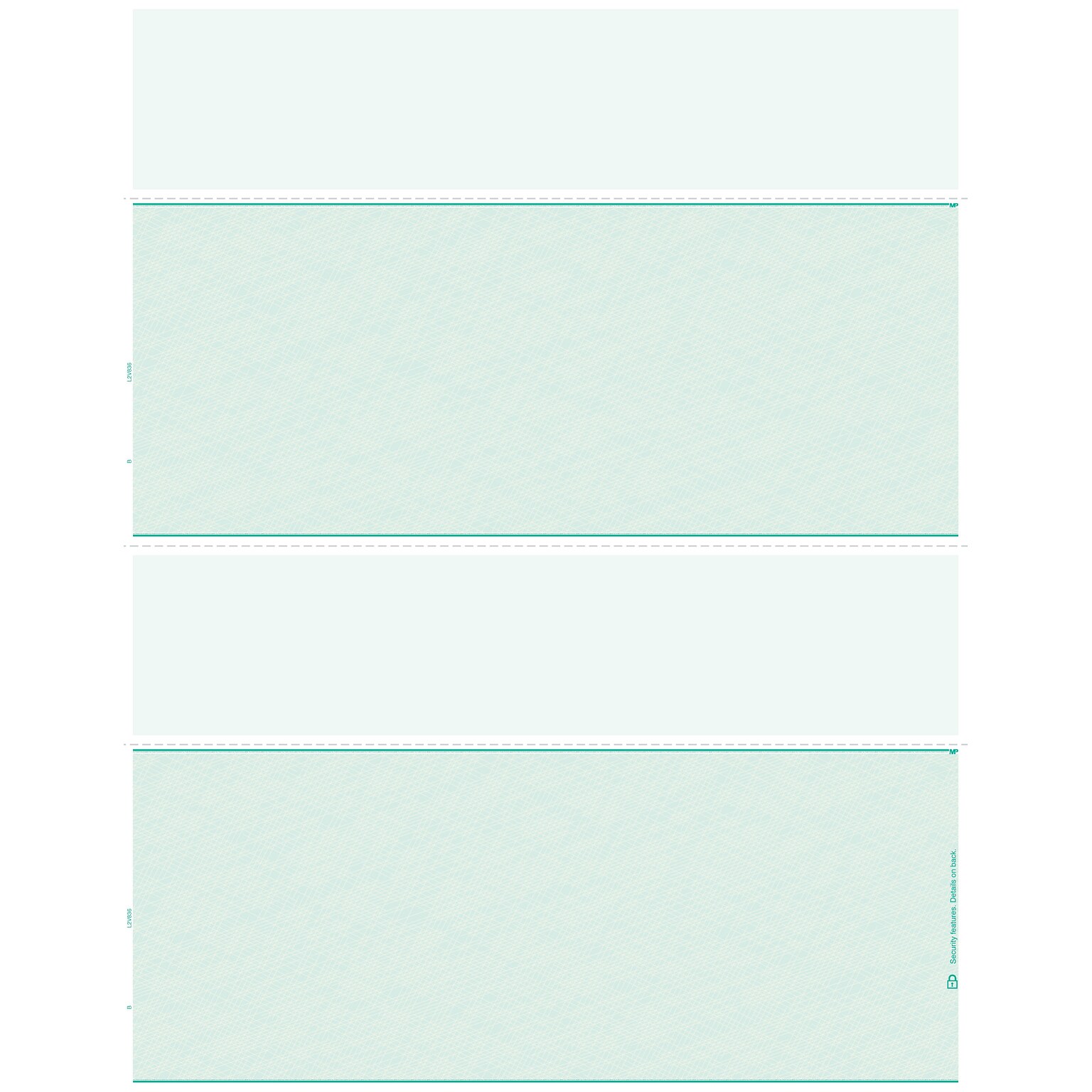 Blank Laser 2 - Up Check, 1 Part, 8 1/2 x 11, Green, 500 Checks/Pack