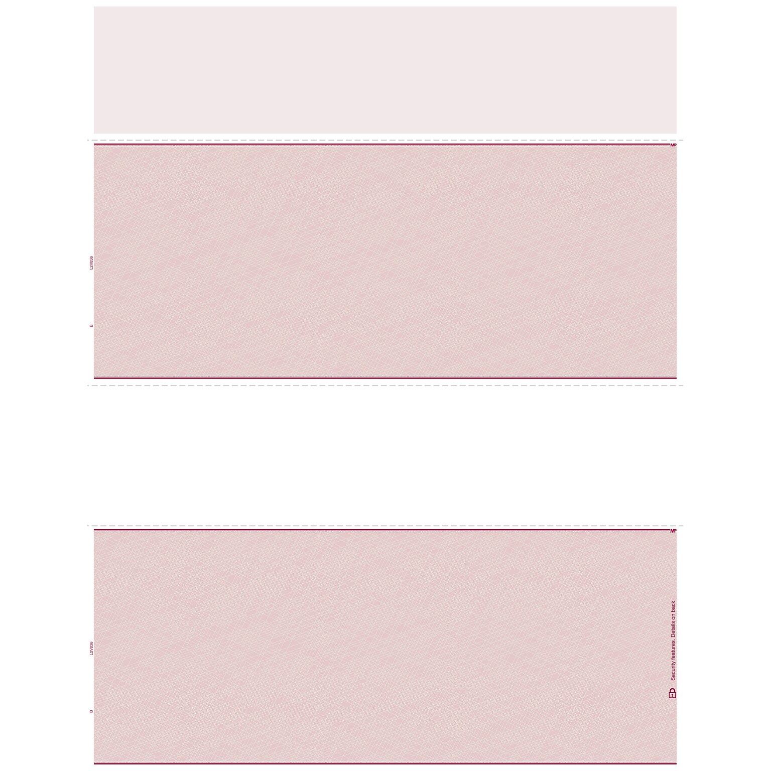 Blank Laser 2 - Up Check, 1 Part, 8 1/2 x 11, Maroon, 500 Checks/Pack