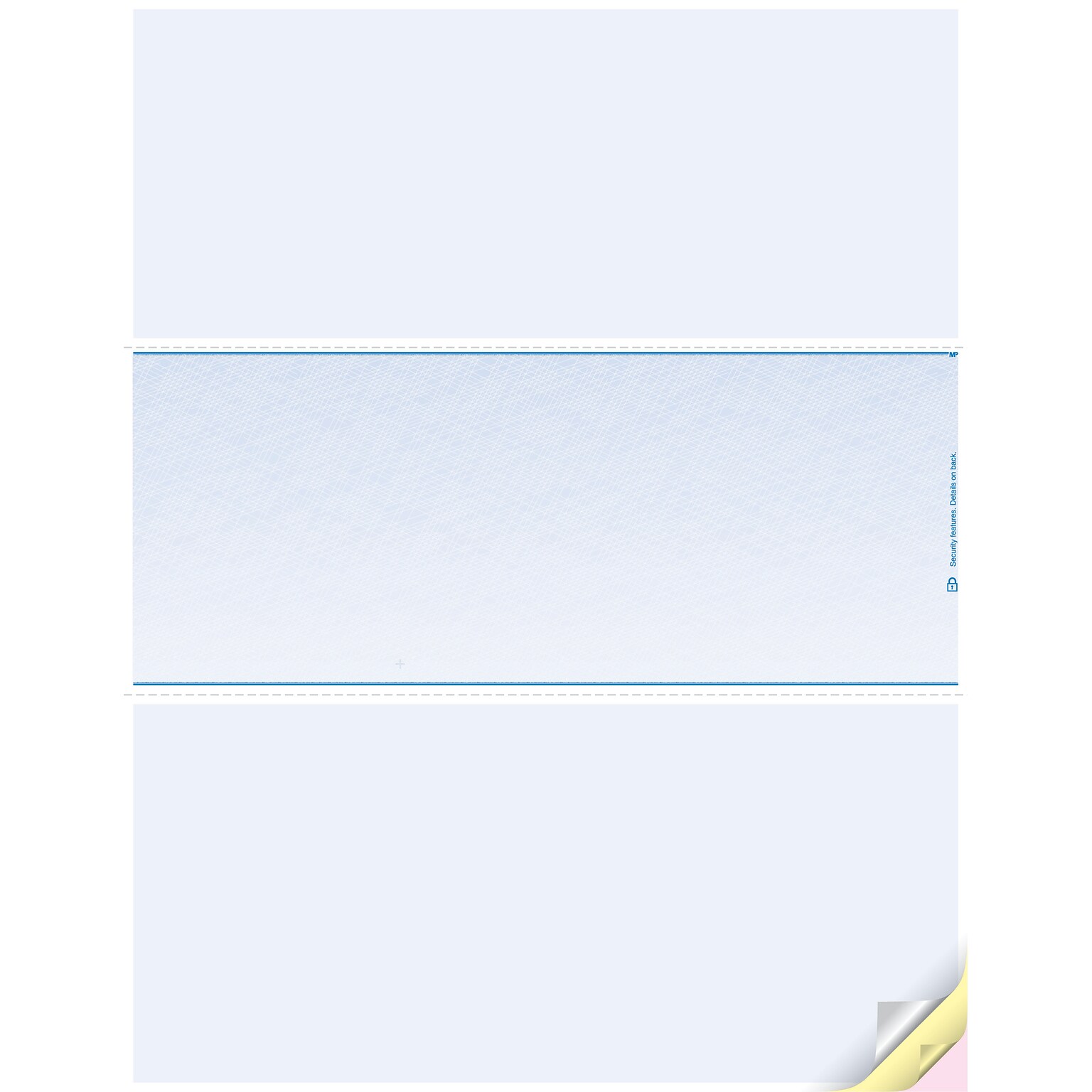 Blank Laser Middle Check, 1 Part, 8 1/2 x 11, Blue, 500 Checks/Pack