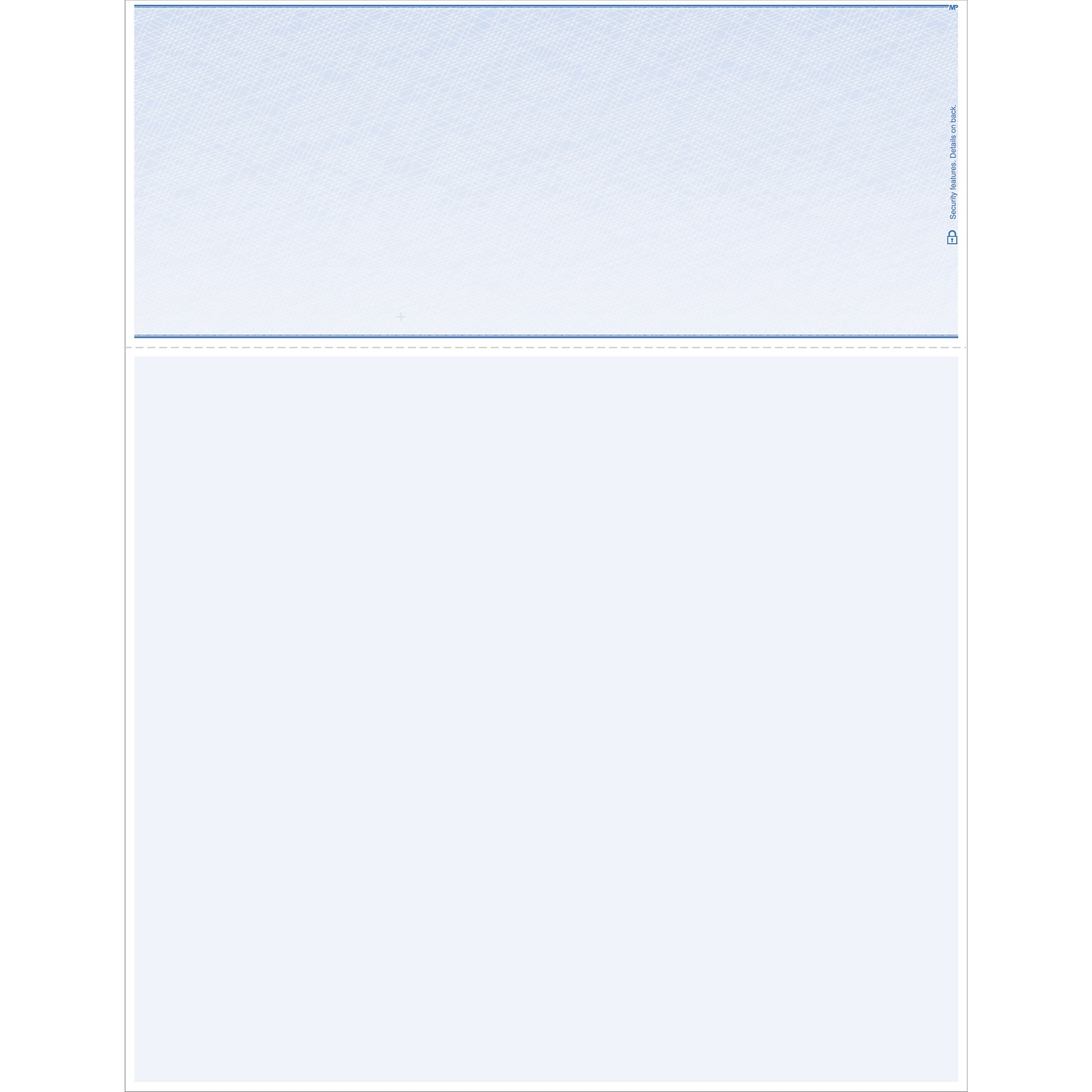 Blank Laser Top Check, 1 Part, 8 1/2 x 11, Blue, 500 Checks/Pack