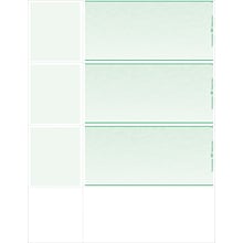 Blank Laser Wallet Check, 1 Part, 8 1/2 x 11, Green, 500 Checks/Pack