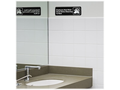 Excello Global Products Employees Must Wash Hands Indoor Wall Sign, 9" x 3", Black/White, 3/Pack (EGP-HD-0049-S)