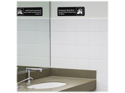 Excello Global Products Employees Must Wash Hands Indoor Wall Sign, 9" x 3", Black/White, 3/Pack (EGP-HD-0049-S)