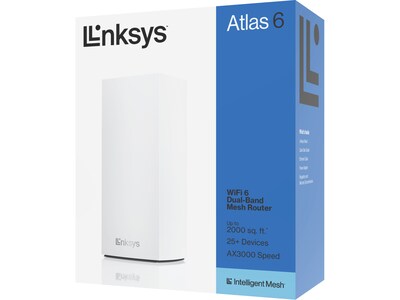 Linksys MX2000 Atlas 6 AX3000 Dual Band MU-MIMO Router, White (MX2001)