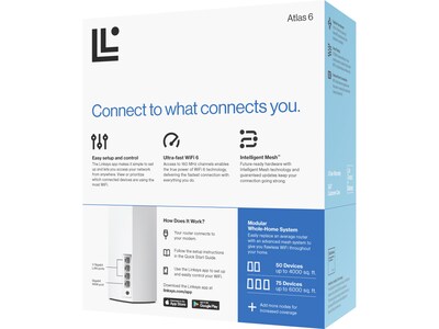 Linksys MX2000 Atlas 6 AX3000 Dual Band MU-MIMO Router, White (MX2001)