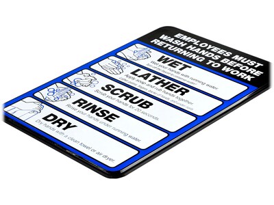 Excello Global Products Employees Must Wash Hands Indoor Wall Sign, 5" x 7", Multicolor, 2/Pack (EGP-HD-0171-S)