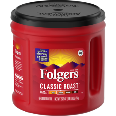 Folgers Classic Roast Ground Coffee, Medium Roast, 25.9 oz., 6/Carton (2550030407CT)