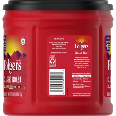 Folgers Classic Roast Ground Coffee, Medium Roast, 25.9 oz., 6/Carton (2550030407CT)